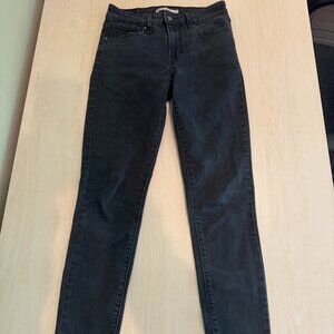Levi's 721 High Rise Skinny Black Denim Jeans Size Waist 27"